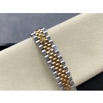 Datejust series, grey dial with diamonds, 31mm, gold and silver two-tone strap.